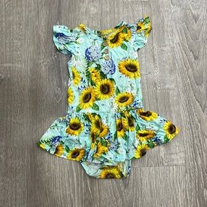 Posh peanut sunflowers bodysuit twirl dress